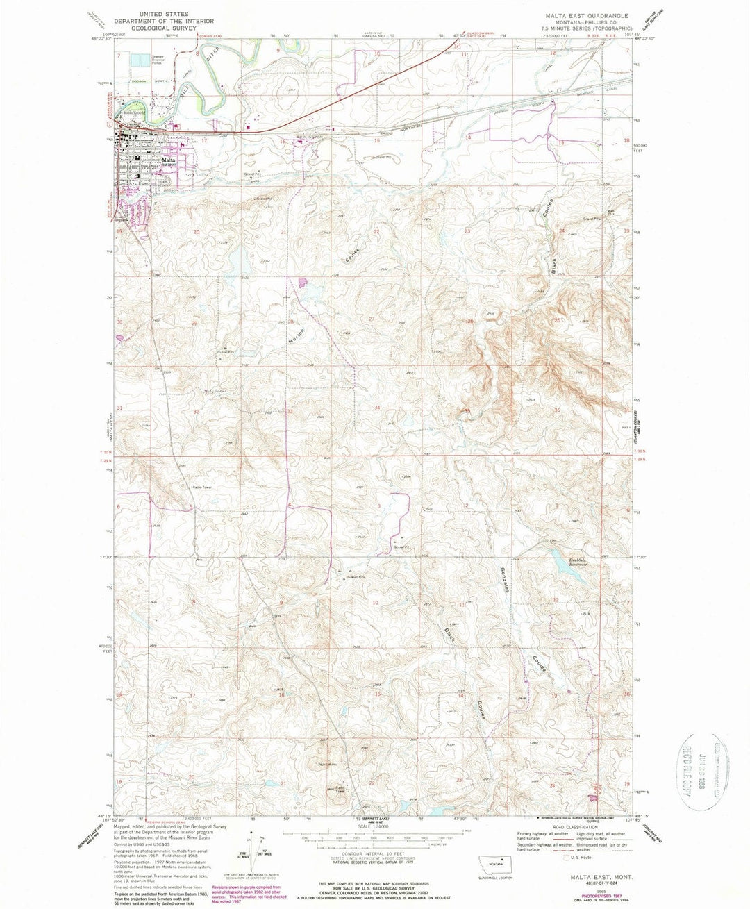 1968 Malta East, MT - Montana - USGS Topographic Map