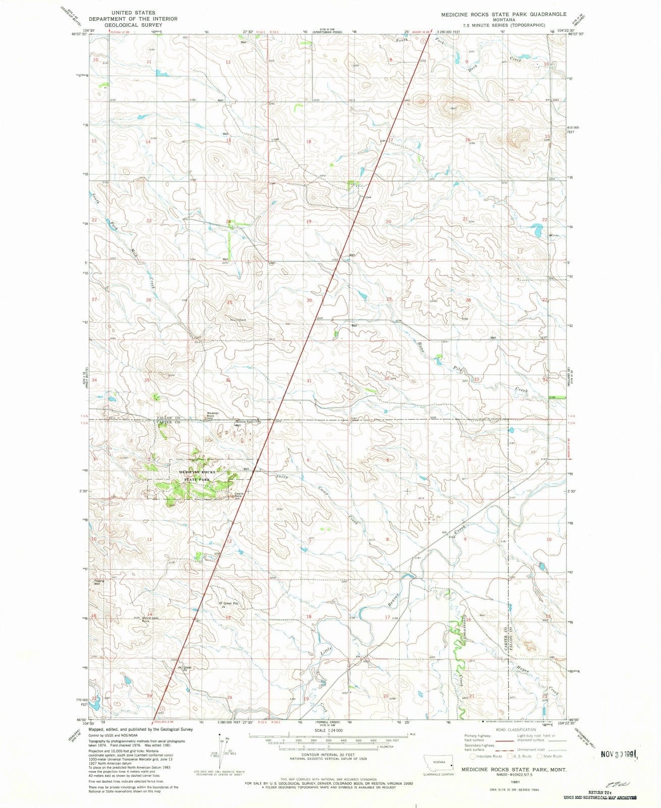 1981 Medicine Rocks State Park, MT - Montana - USGS Topographic Map