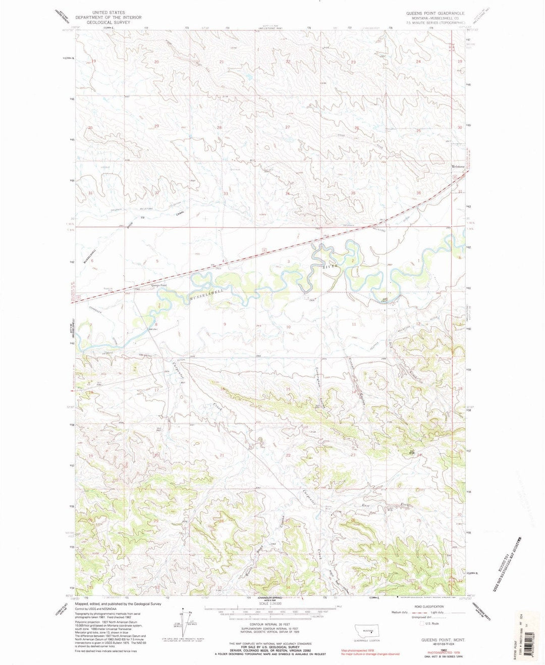 1962 Queens Point, MT - Montana - USGS Topographic Map