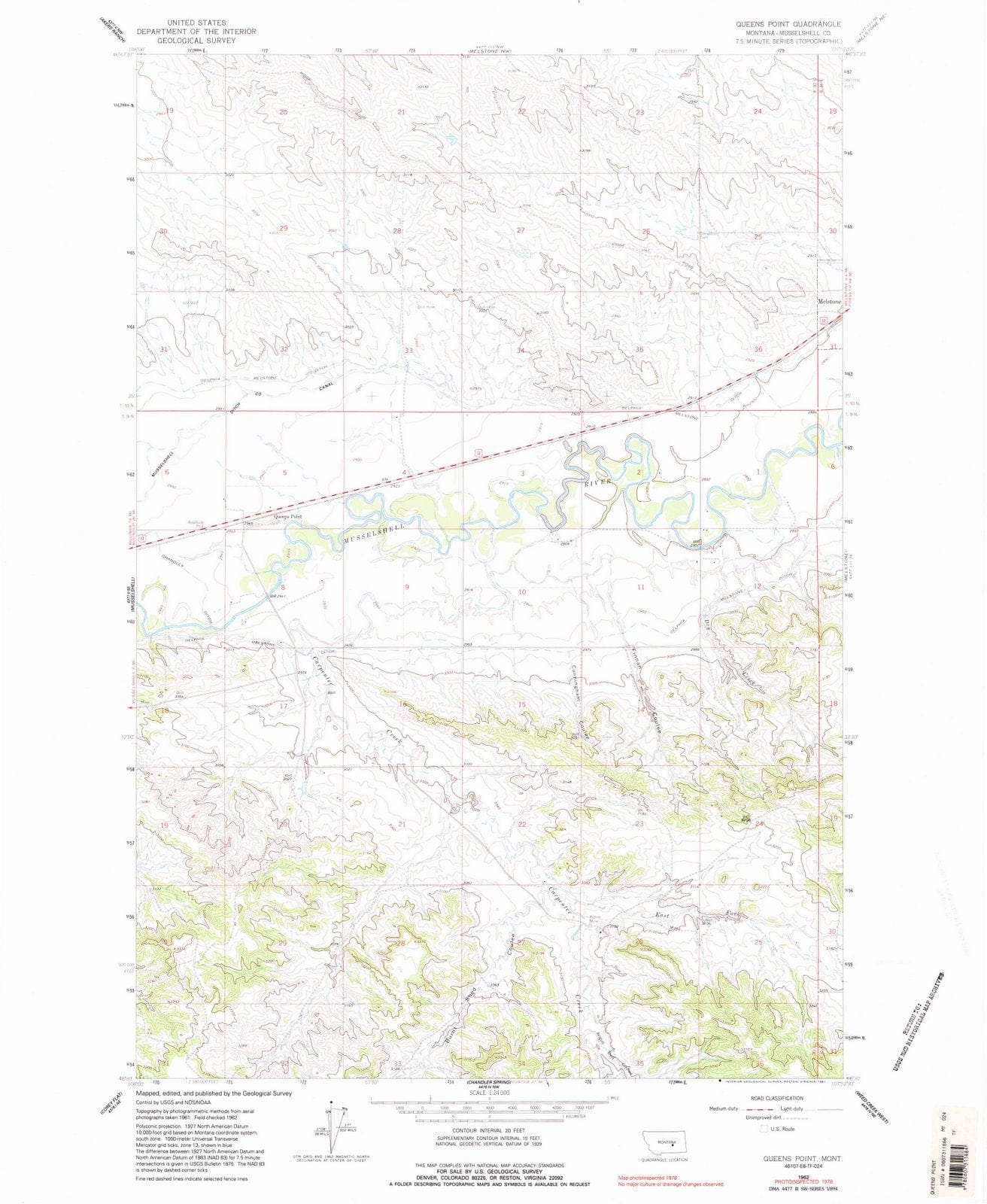 1962 Queens Point, MT - Montana - USGS Topographic Map