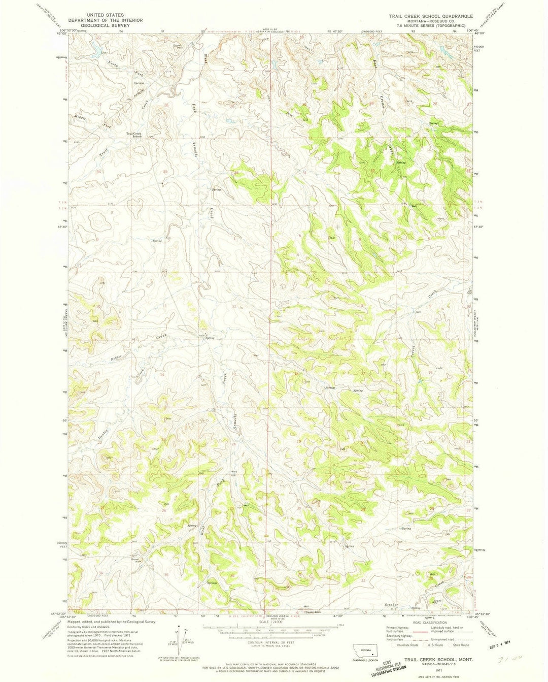 1971 Trail Creek School, MT - Montana - USGS Topographic Map