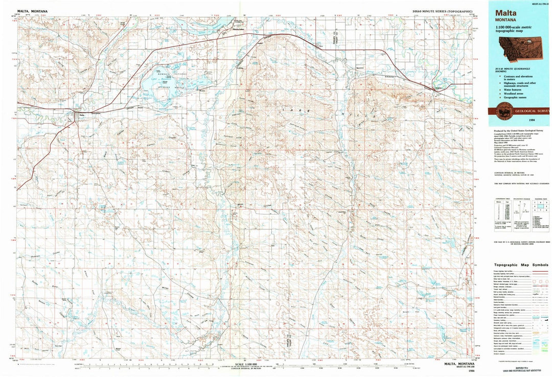 1984 Malta, MT - Montana - USGS Topographic Map