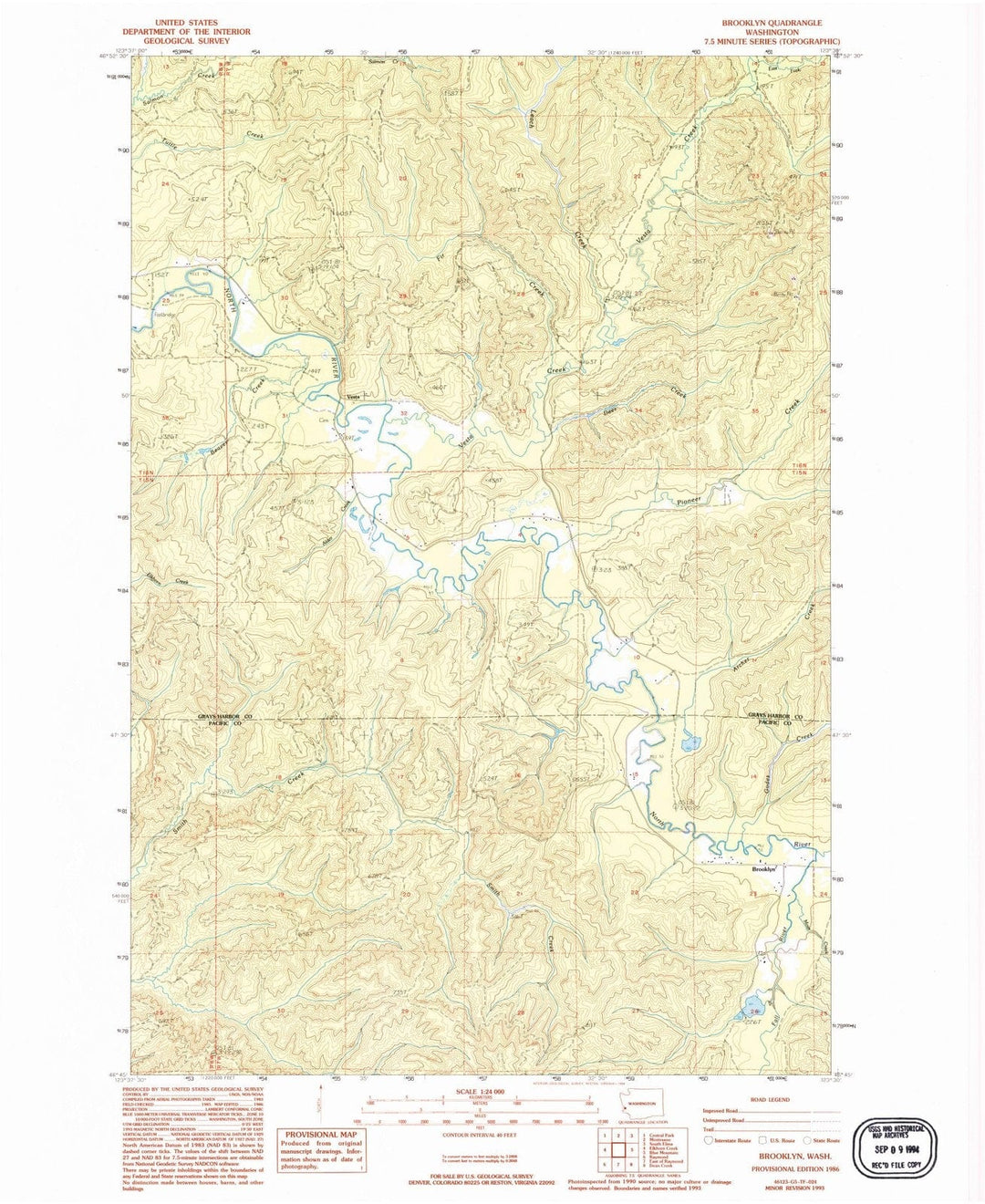 1986 Brooklyn, WA - Washington - USGS Topographic Map