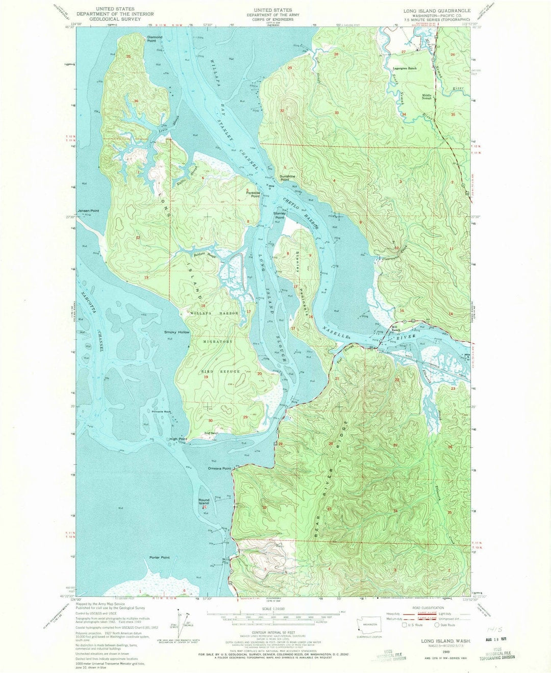 1949 Long Island, WA - Washington - USGS Topographic Map