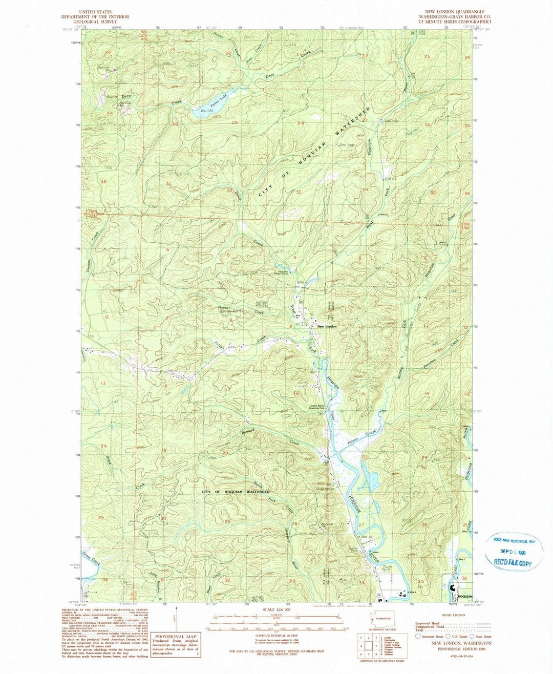 1990 New London, WA - Washington - USGS Topographic Map