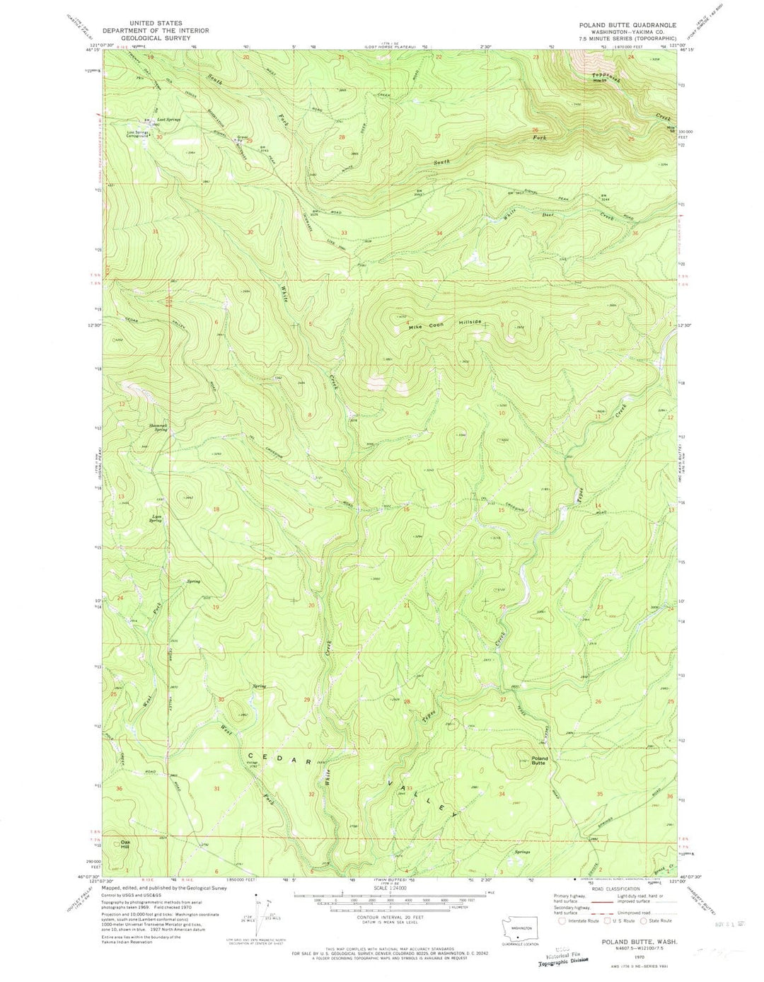 1970 Poland Butte, WA - Washington - USGS Topographic Map