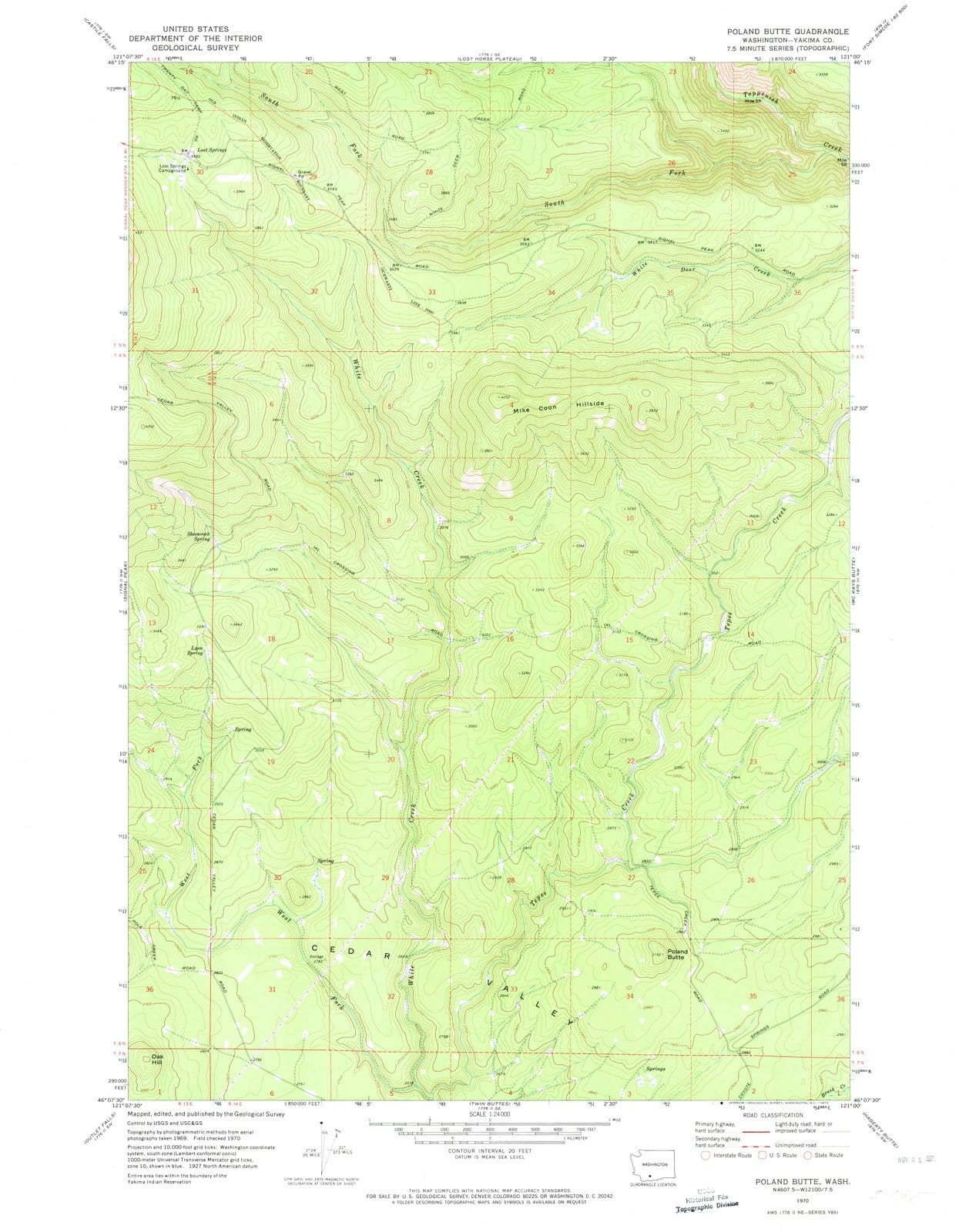 1970 Poland Butte, WA - Washington - USGS Topographic Map