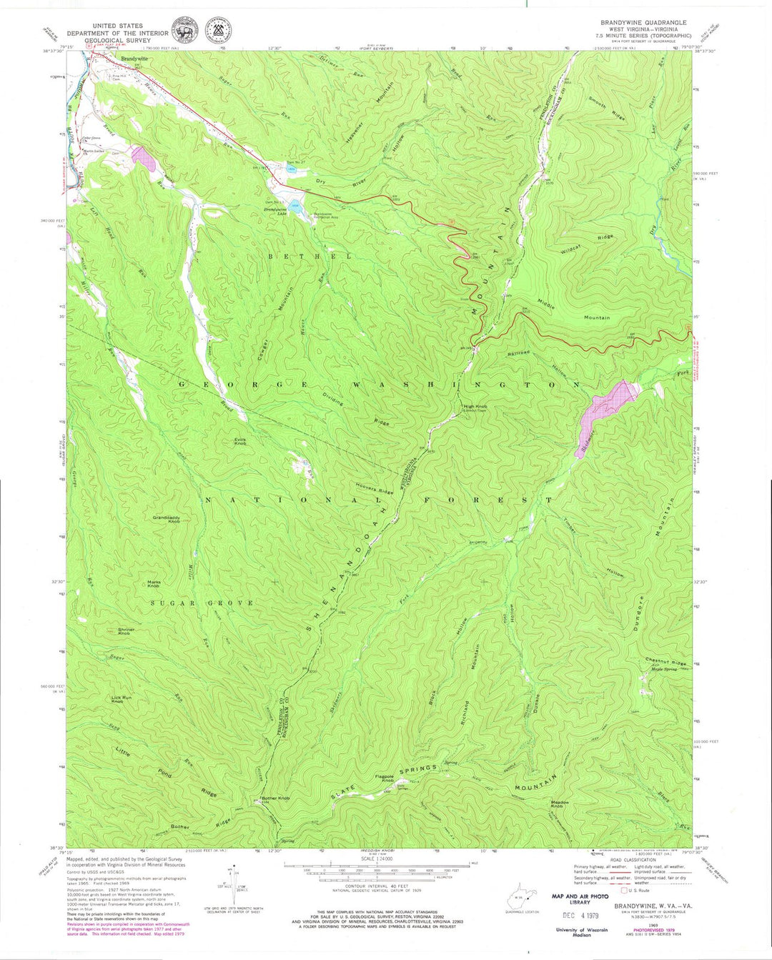 1969 Brandywine, WV - West Virginia - USGS Topographic Map