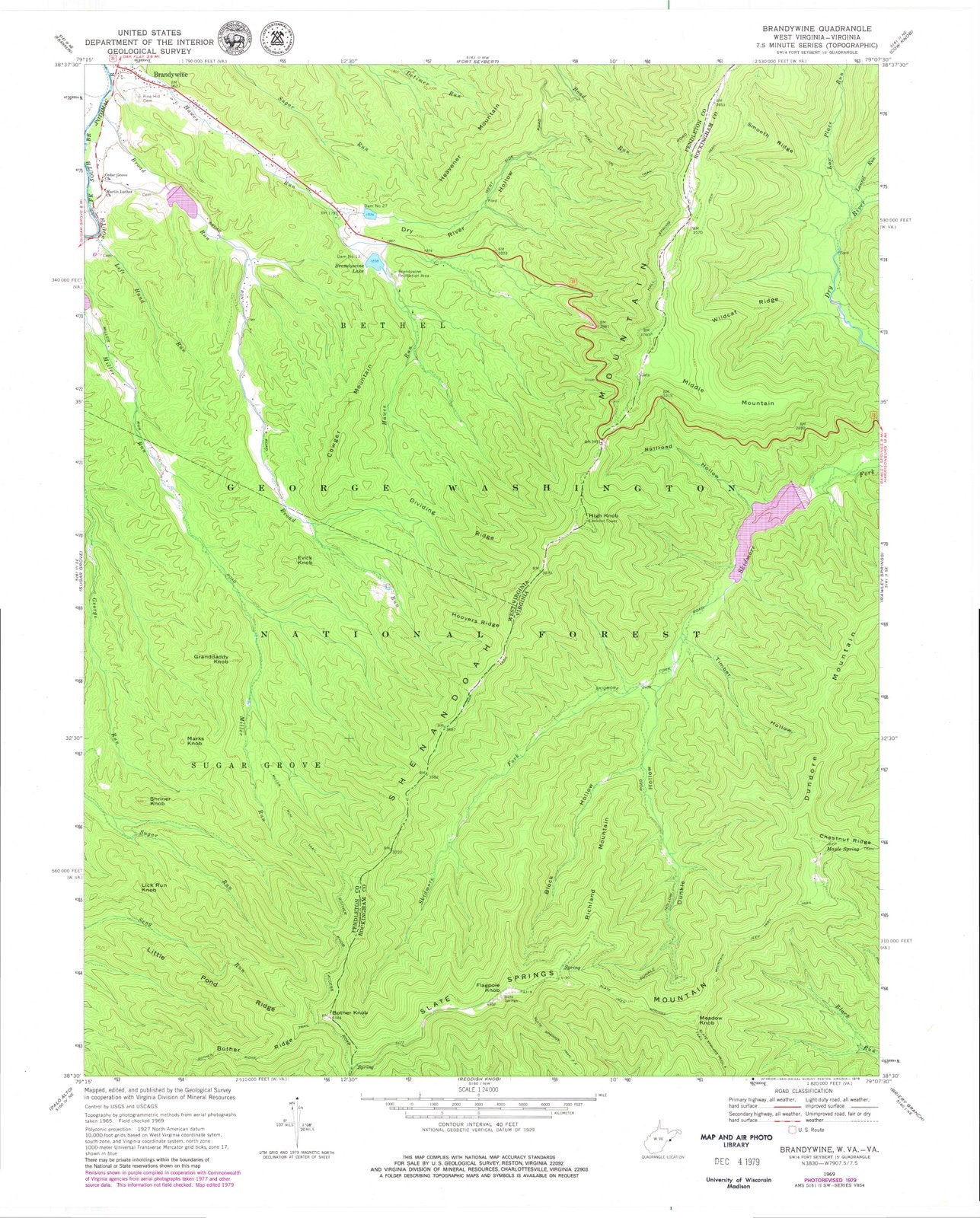 1969 Brandywine, WV - West Virginia - USGS Topographic Map