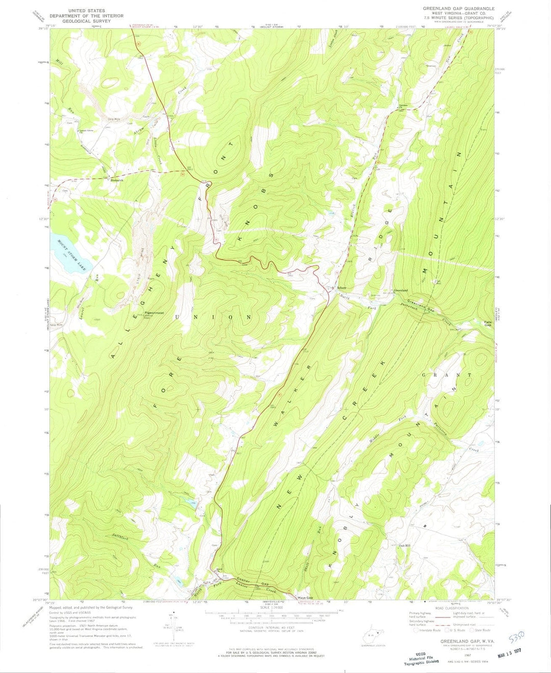 1967 Greenland Gap, WV - West Virginia - USGS Topographic Map