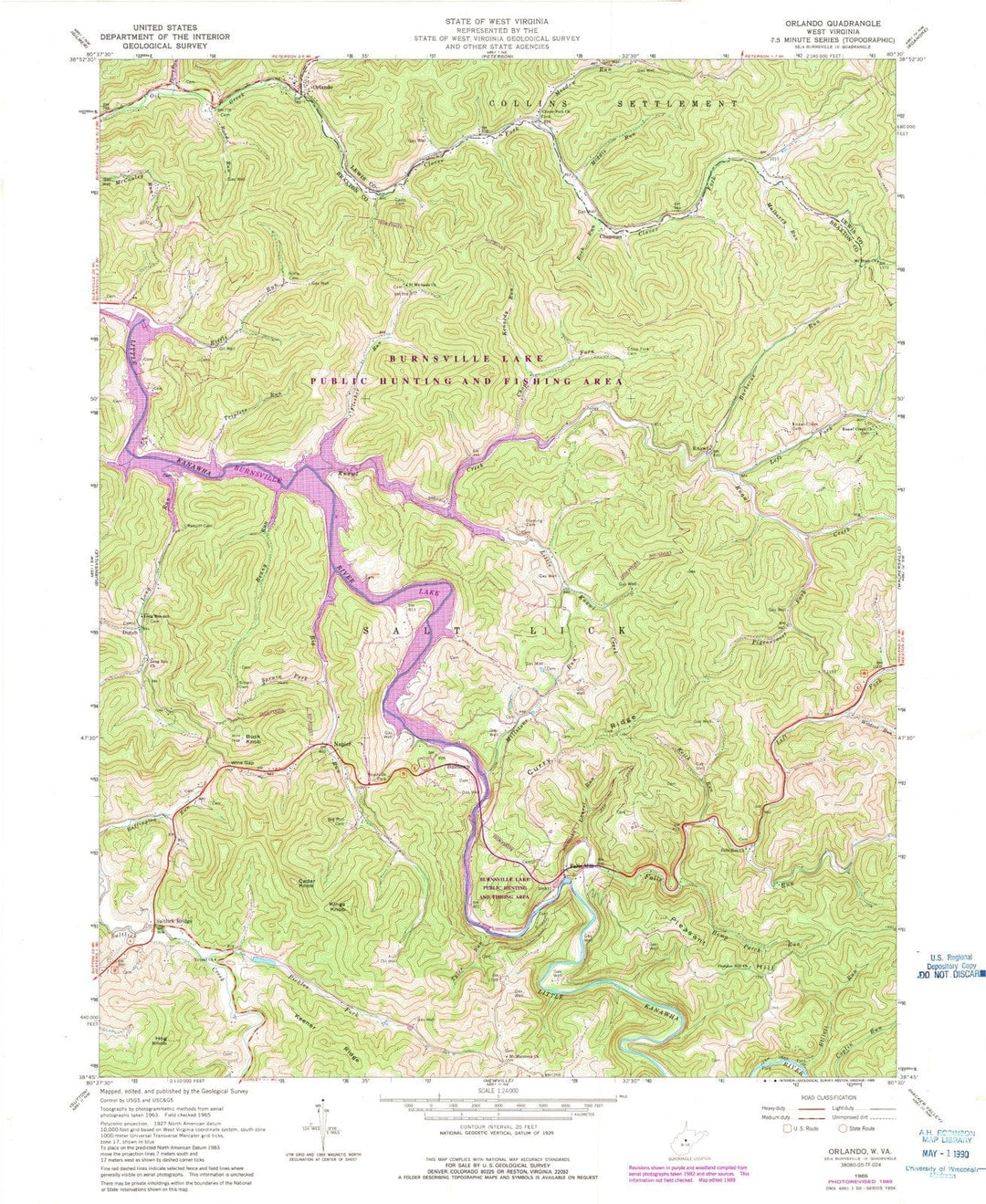 1965 Orlando, WV - West Virginia - USGS Topographic Map