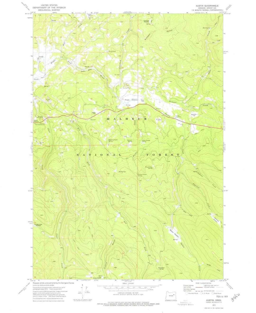 1972 Austin, OR - Oregon - USGS Topographic Map