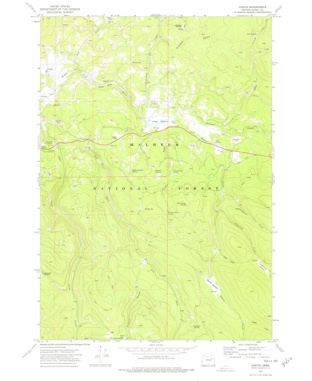 1972 Austin, OR - Oregon - USGS Topographic Map