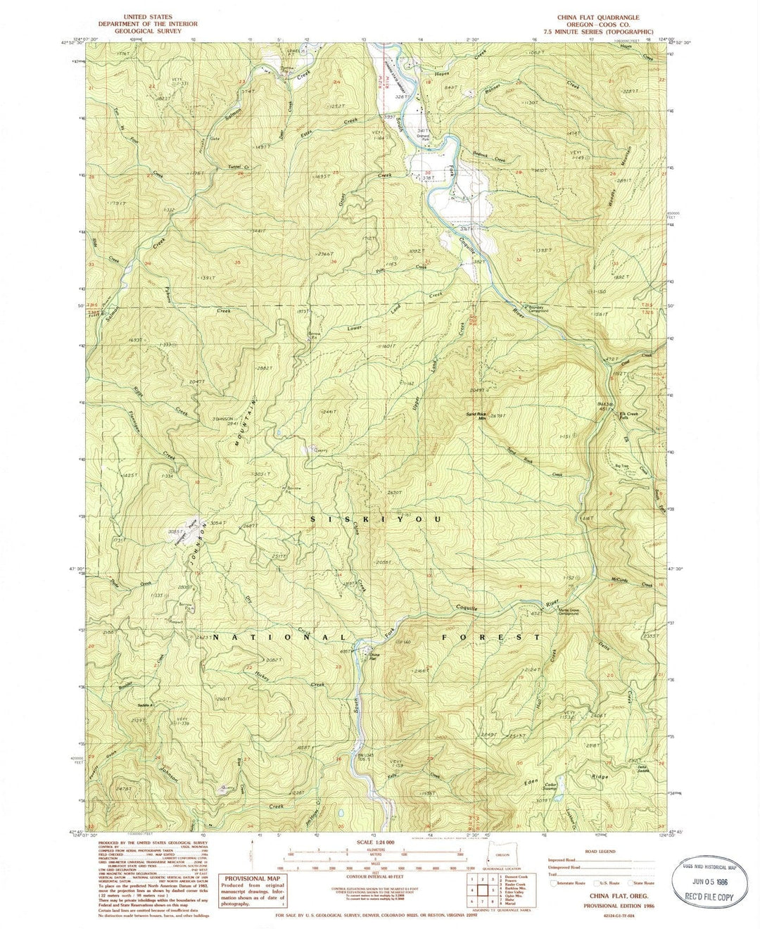 1986 China Flat, OR - Oregon - USGS Topographic Map