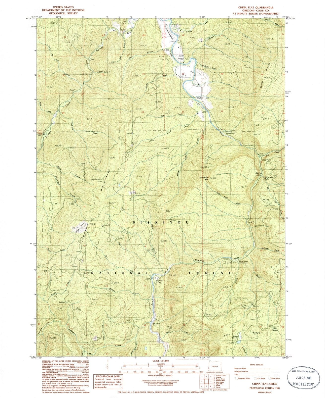 1986 China Flat, OR - Oregon - USGS Topographic Map