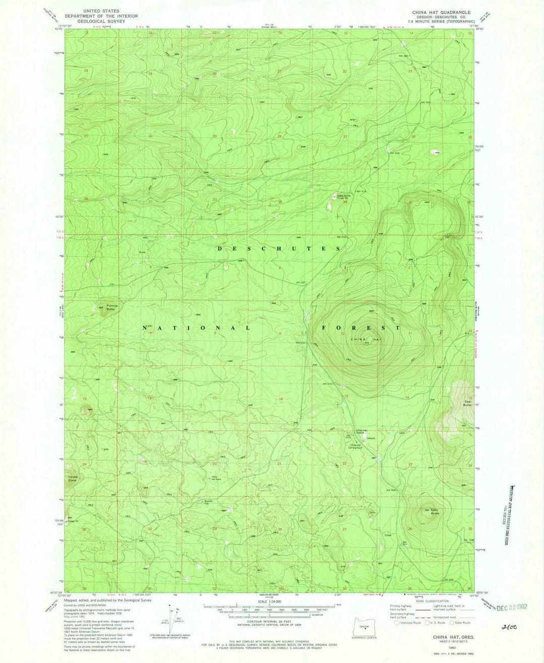 1982 China Hat, OR - Oregon - USGS Topographic Map