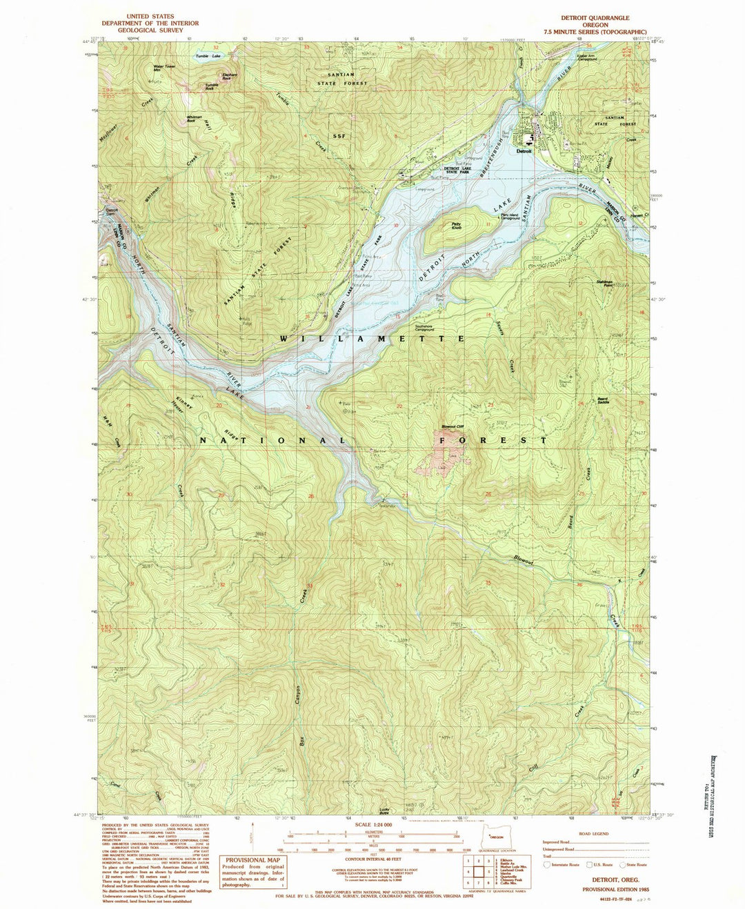 1985 Detroit, OR - Oregon - USGS Topographic Map