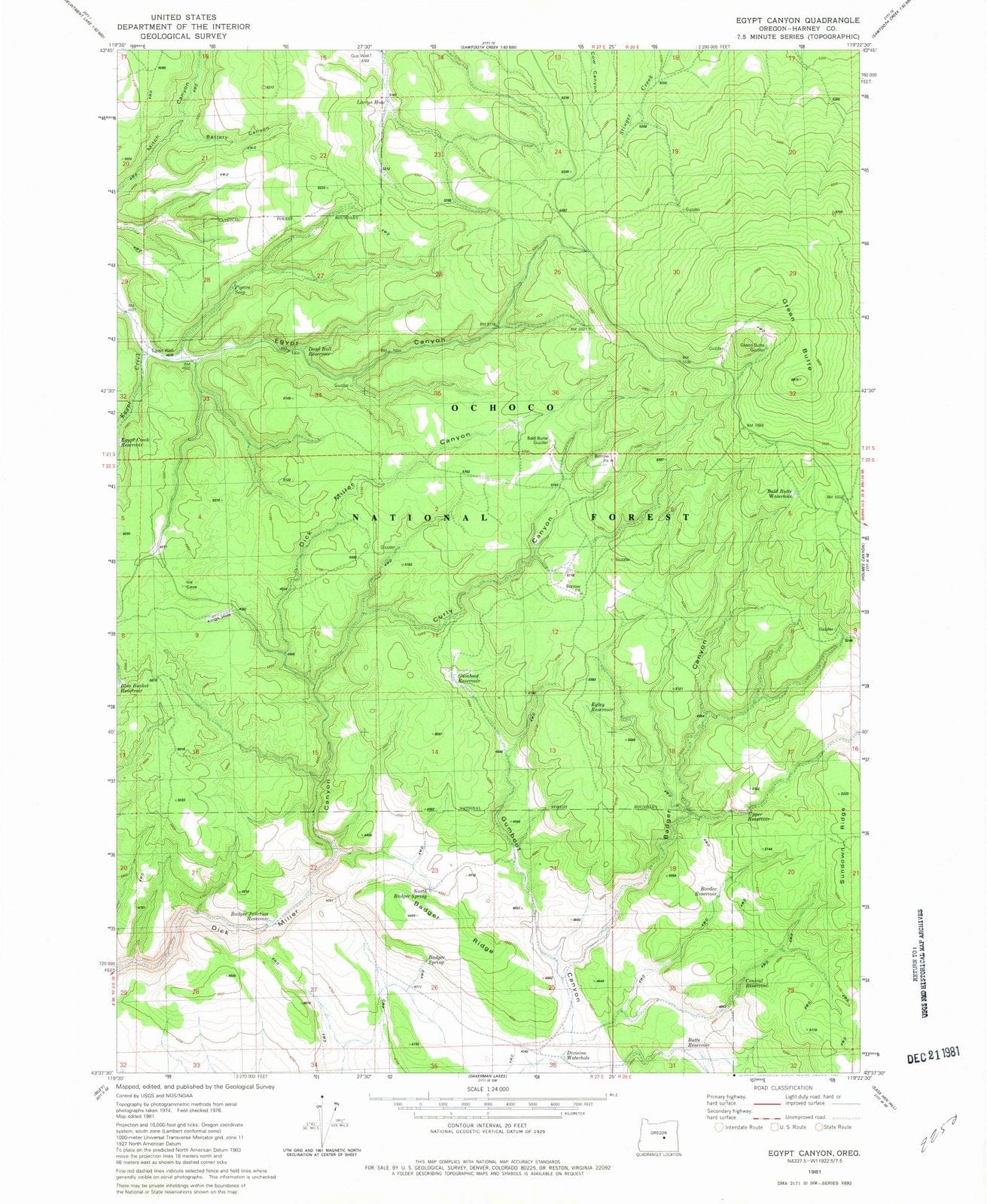 1981 Egypt Canyon, OR - Oregon - USGS Topographic Map