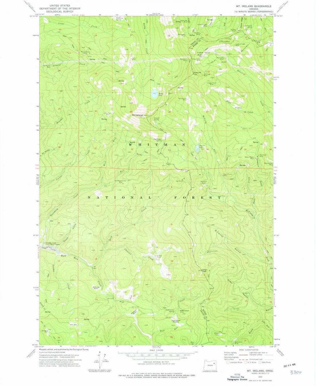 1972 Mt. Ireland, OR - Oregon - USGS Topographic Map