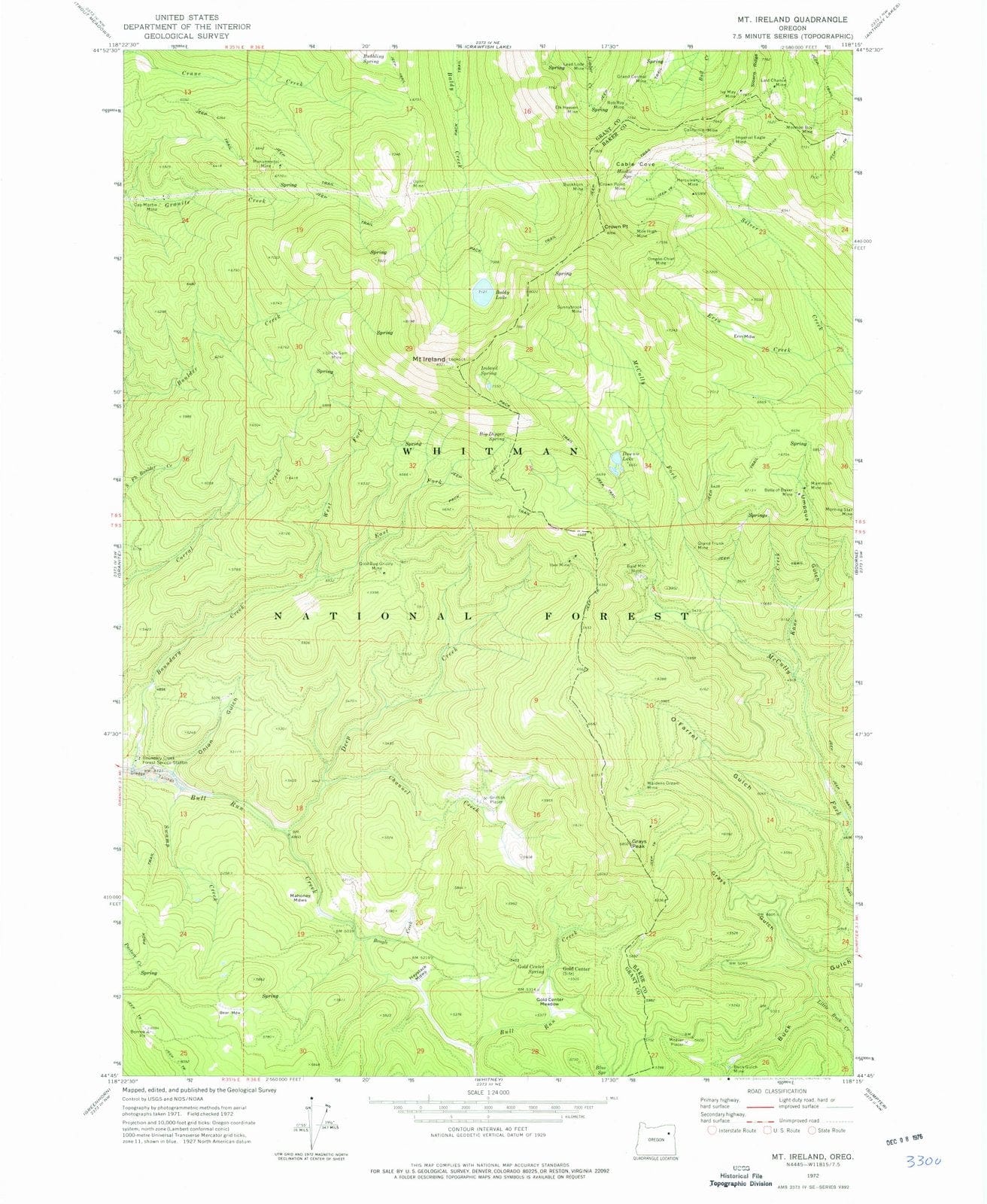 1972 Mt. Ireland, OR - Oregon - USGS Topographic Map