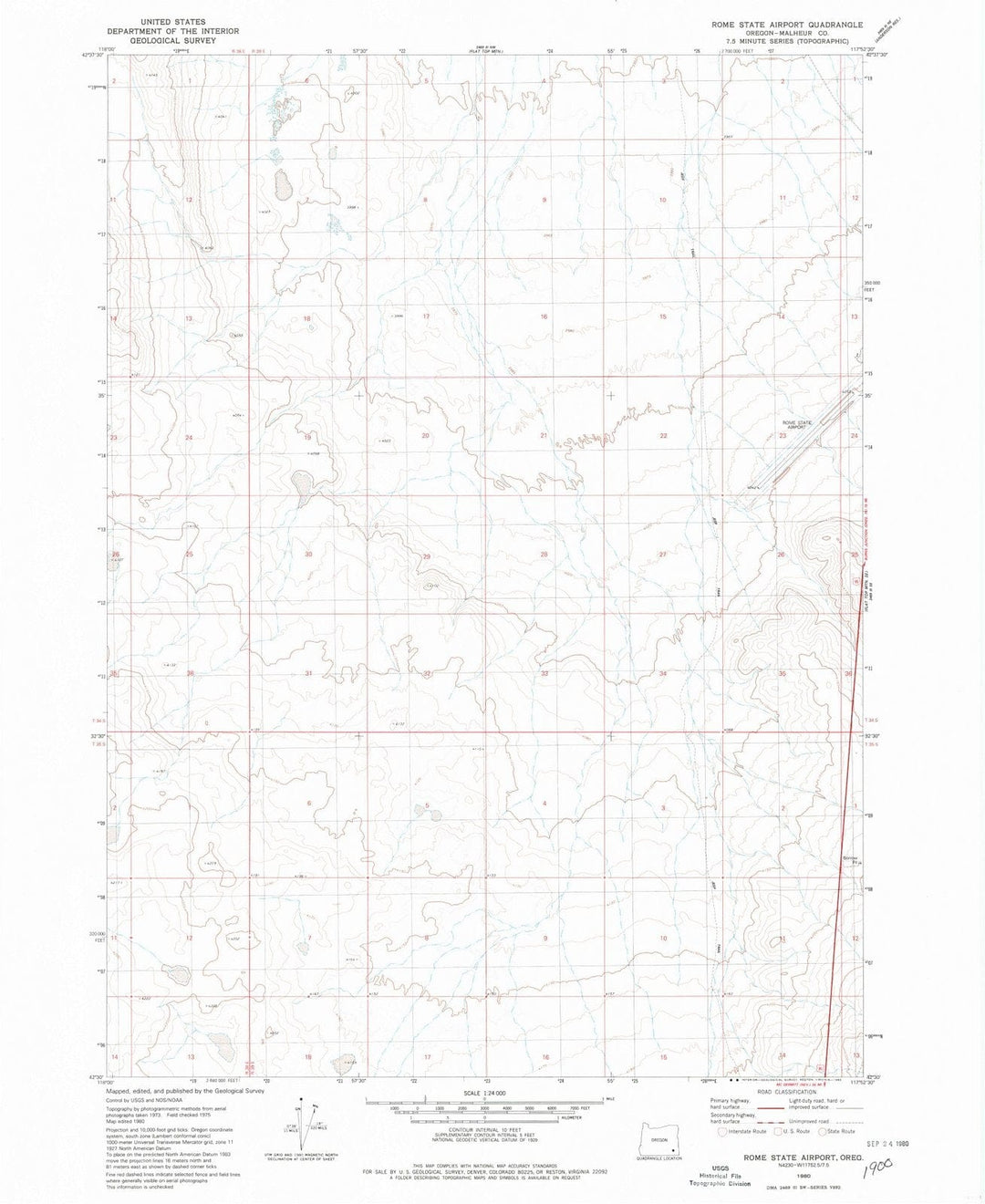 1980 Rome State Airport, OR - Oregon - USGS Topographic Map