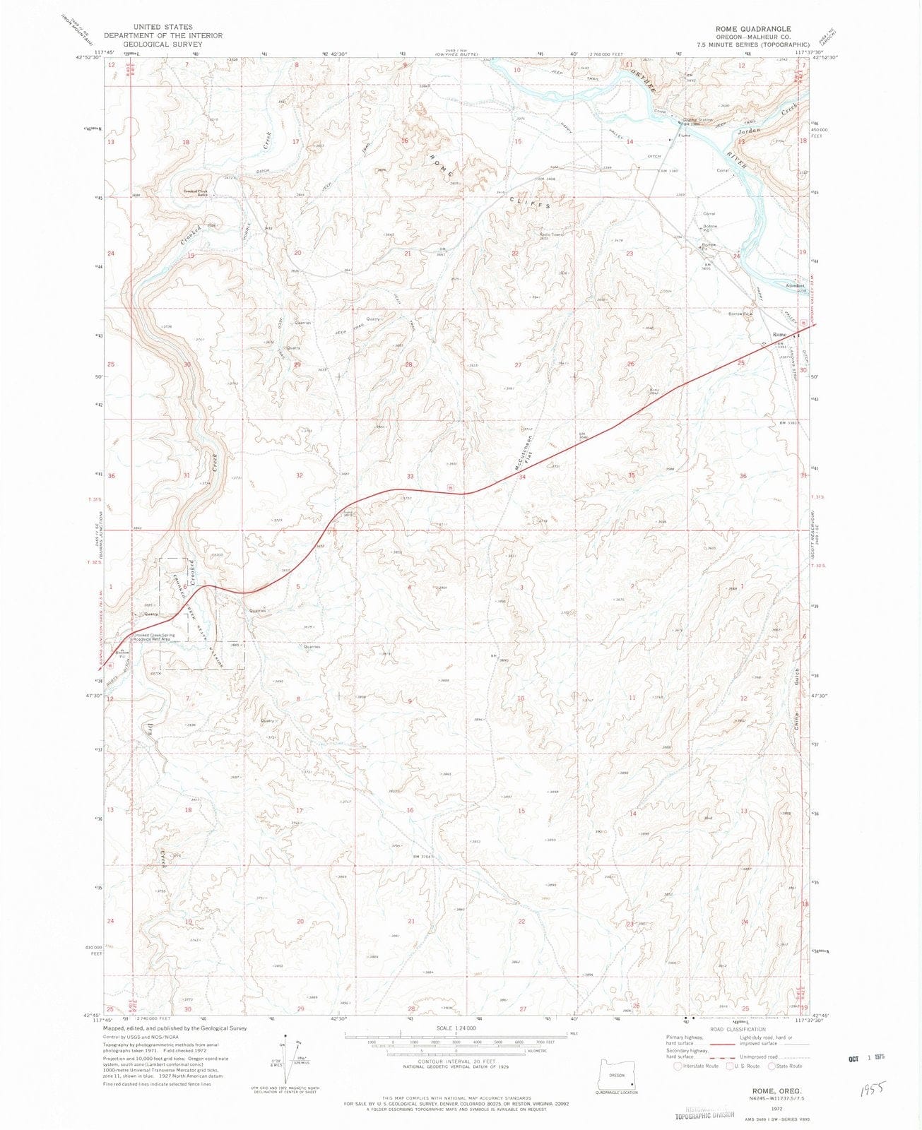 1972 Rome, OR - Oregon - USGS Topographic Map