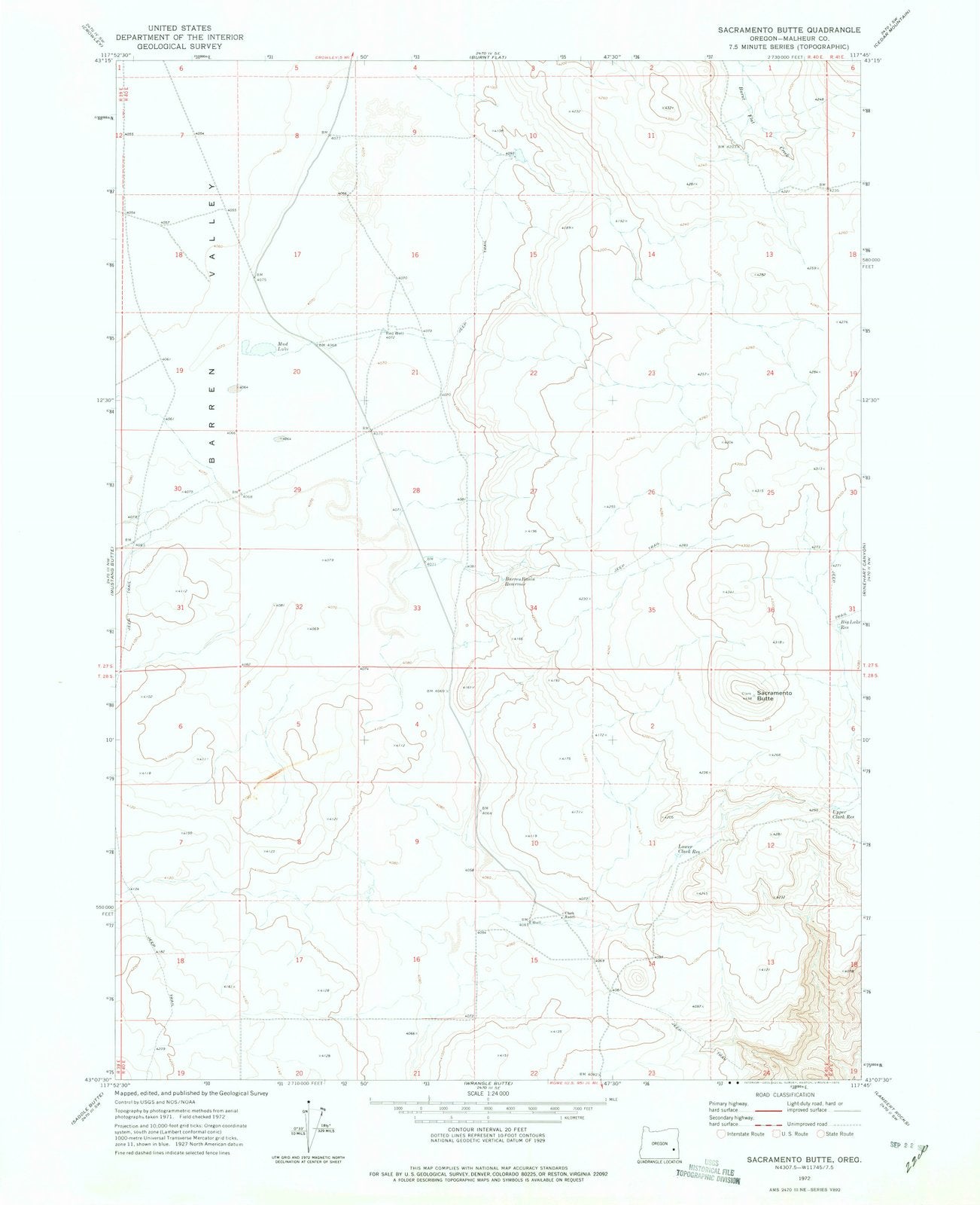 1972 Sacramento Butte, OR - Oregon - USGS Topographic Map