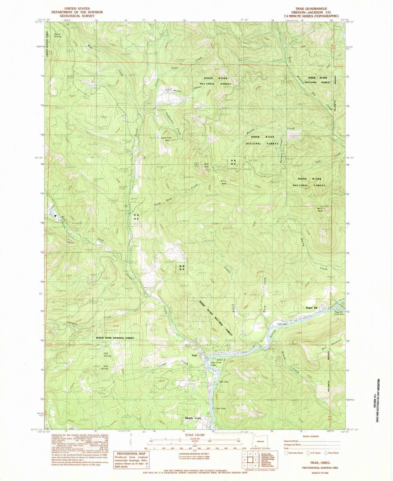 1983 Trail, OR - Oregon - USGS Topographic Map