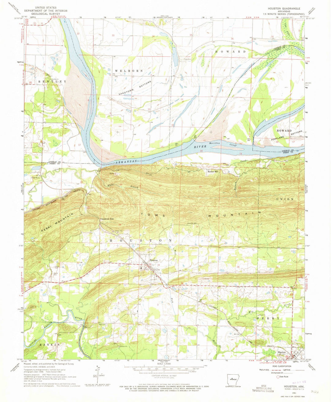 1961 Houston, AR - Arkansas - USGS Topographic Map