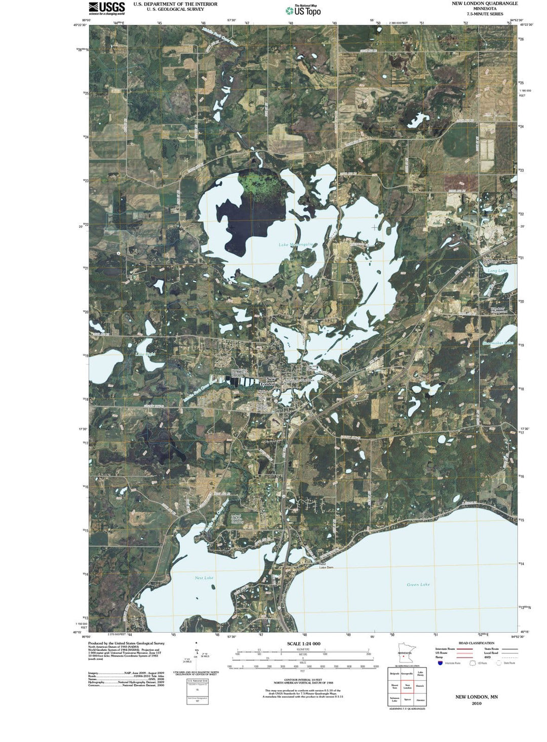 2010 New London, MN - Minnesota - USGS Topographic Map