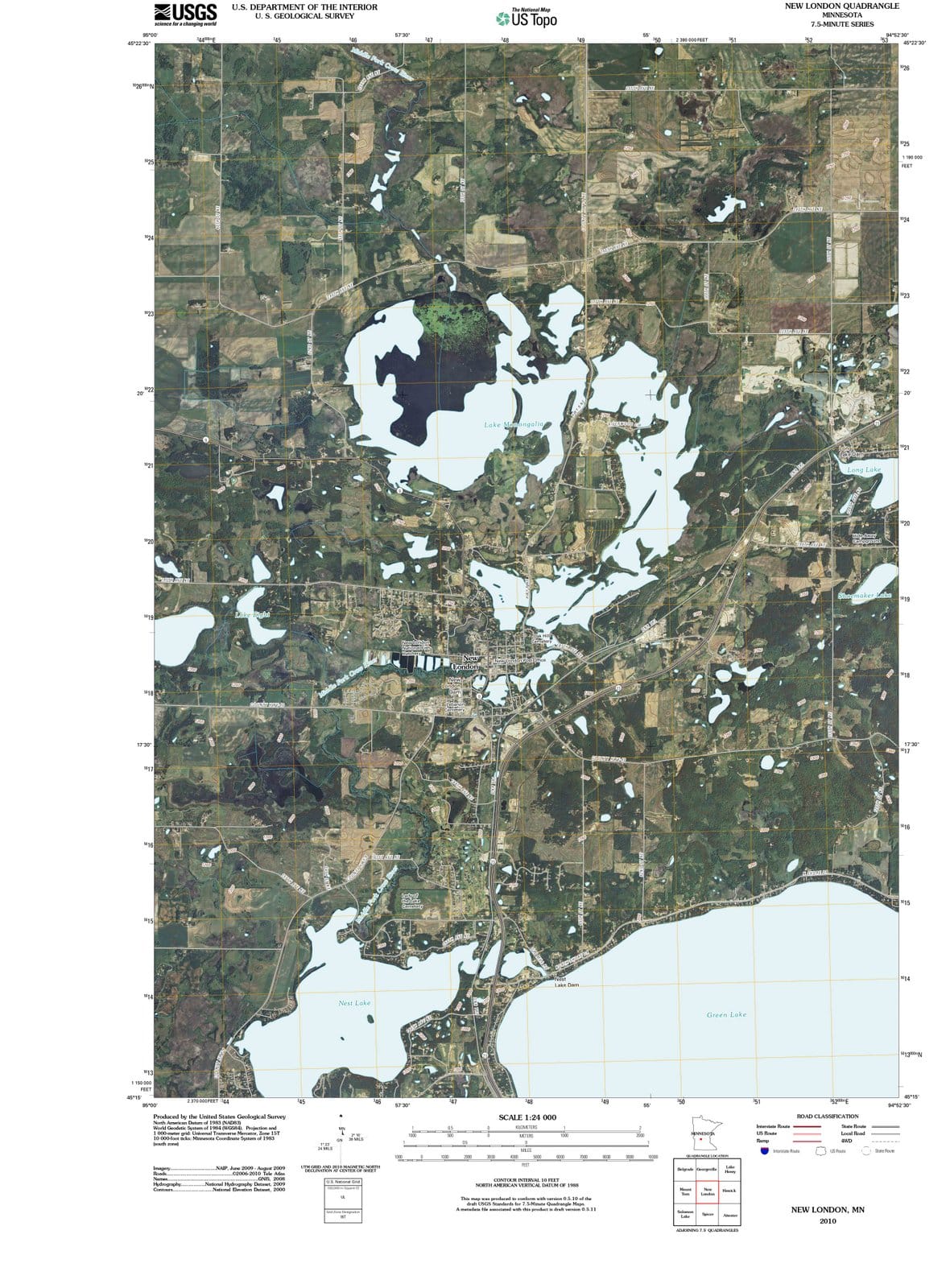 2010 New London, MN - Minnesota - USGS Topographic Map