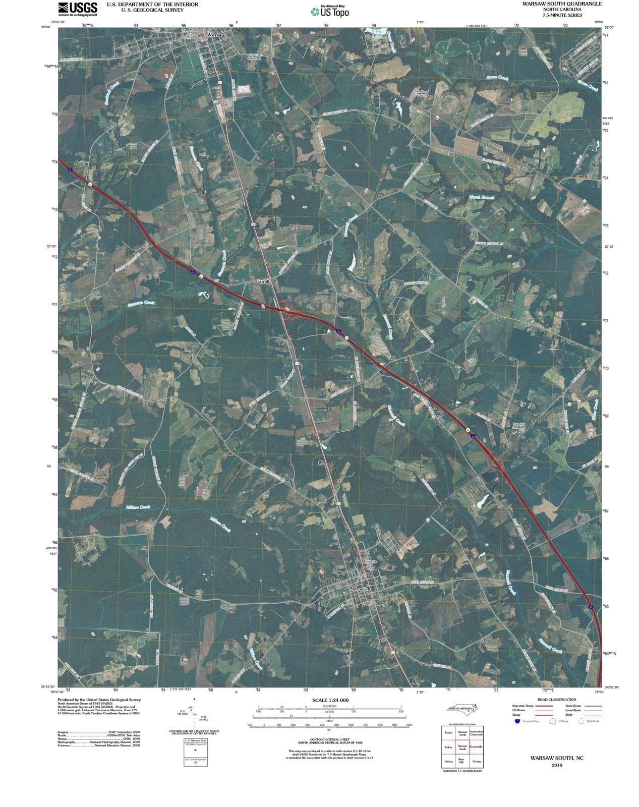 2010 Warsaw South, NC - North Carolina - USGS Topographic Map