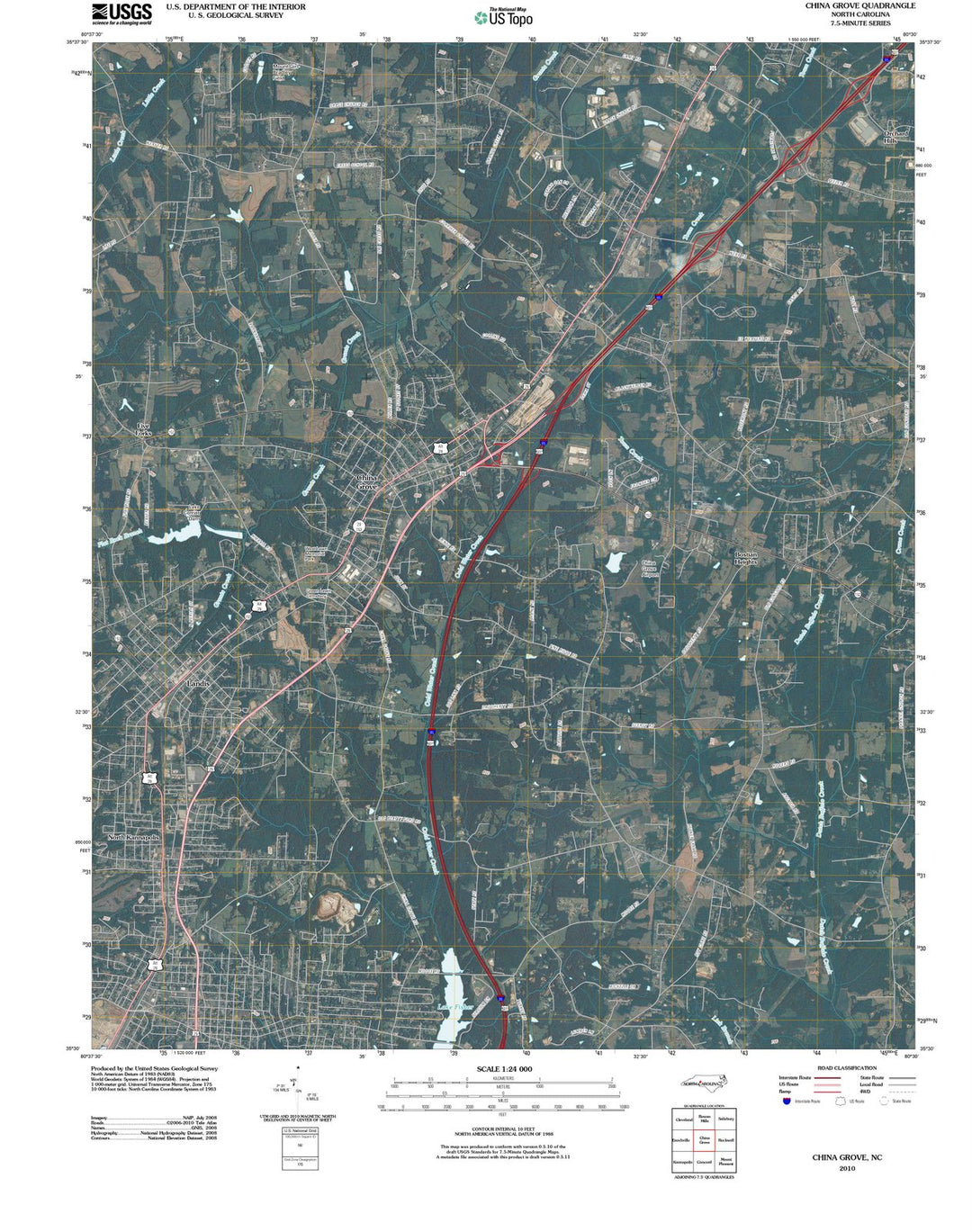 2010 China Grove, NC - North Carolina - USGS Topographic Map