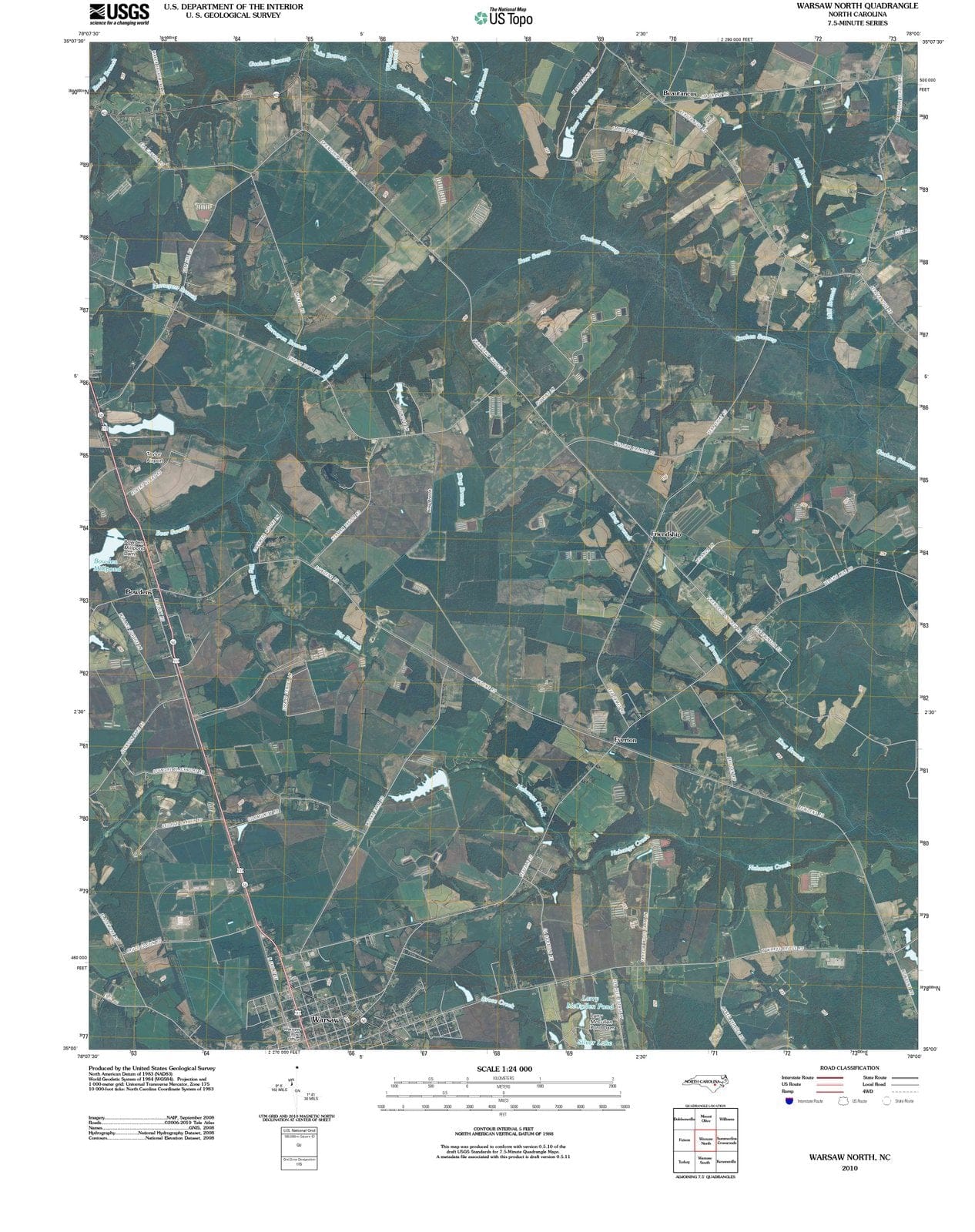 2010 Warsaw North, NC - North Carolina - USGS Topographic Map