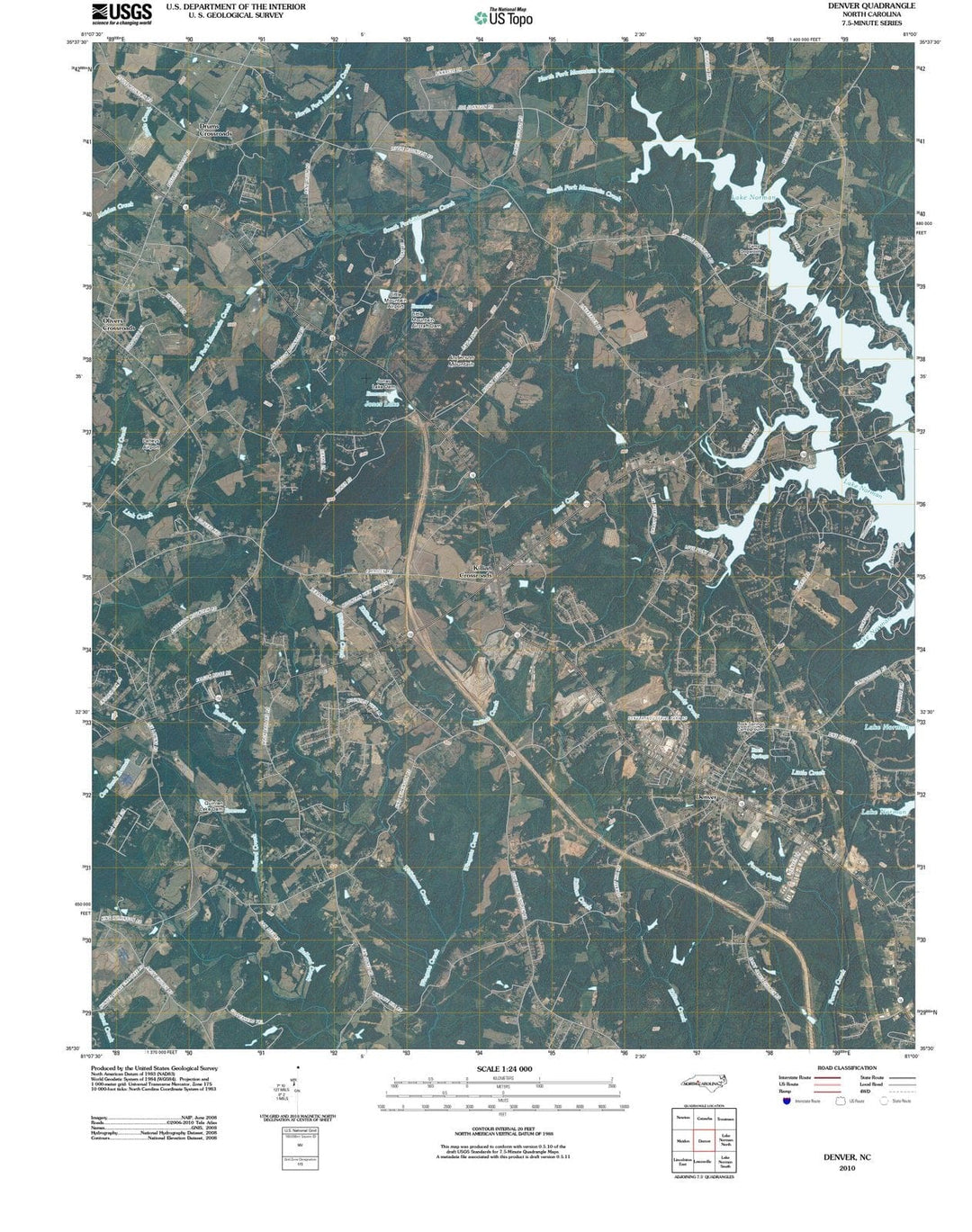 2010 Denver, NC - North Carolina - USGS Topographic Map