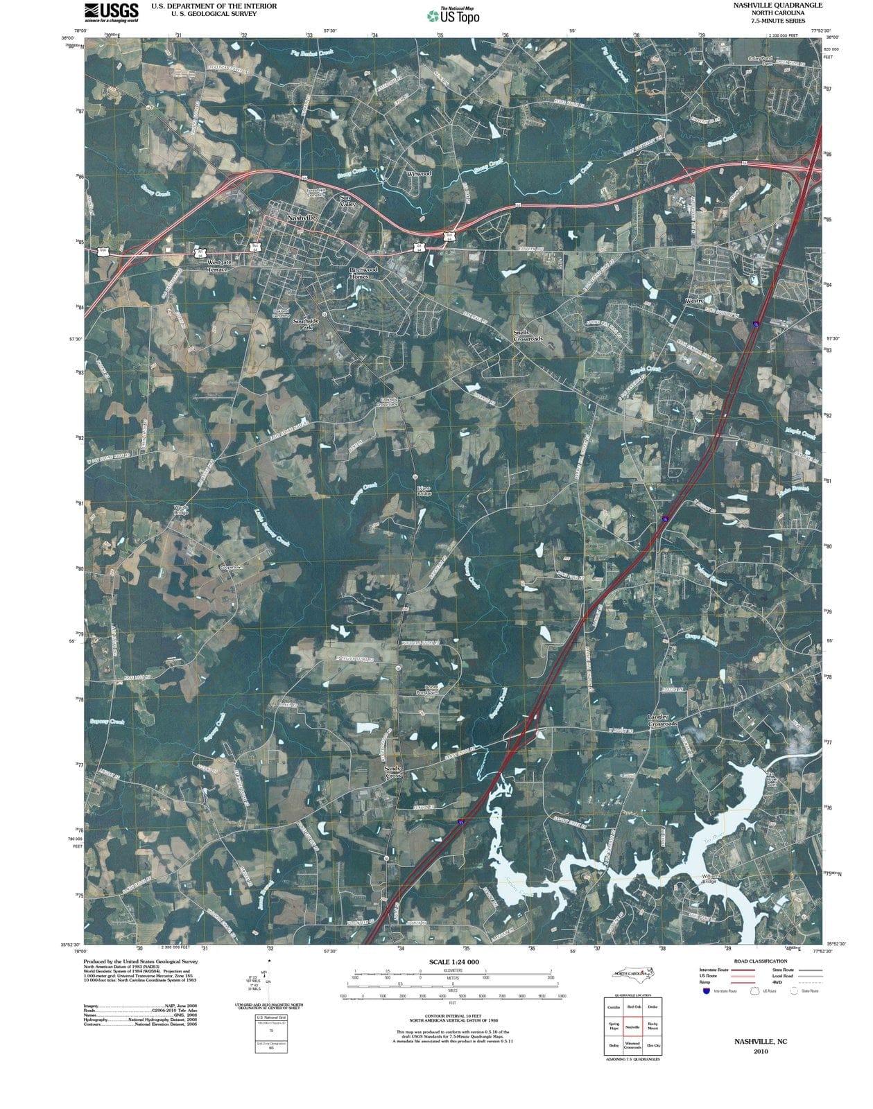 2010 Nashville, NC - North Carolina - USGS Topographic Map