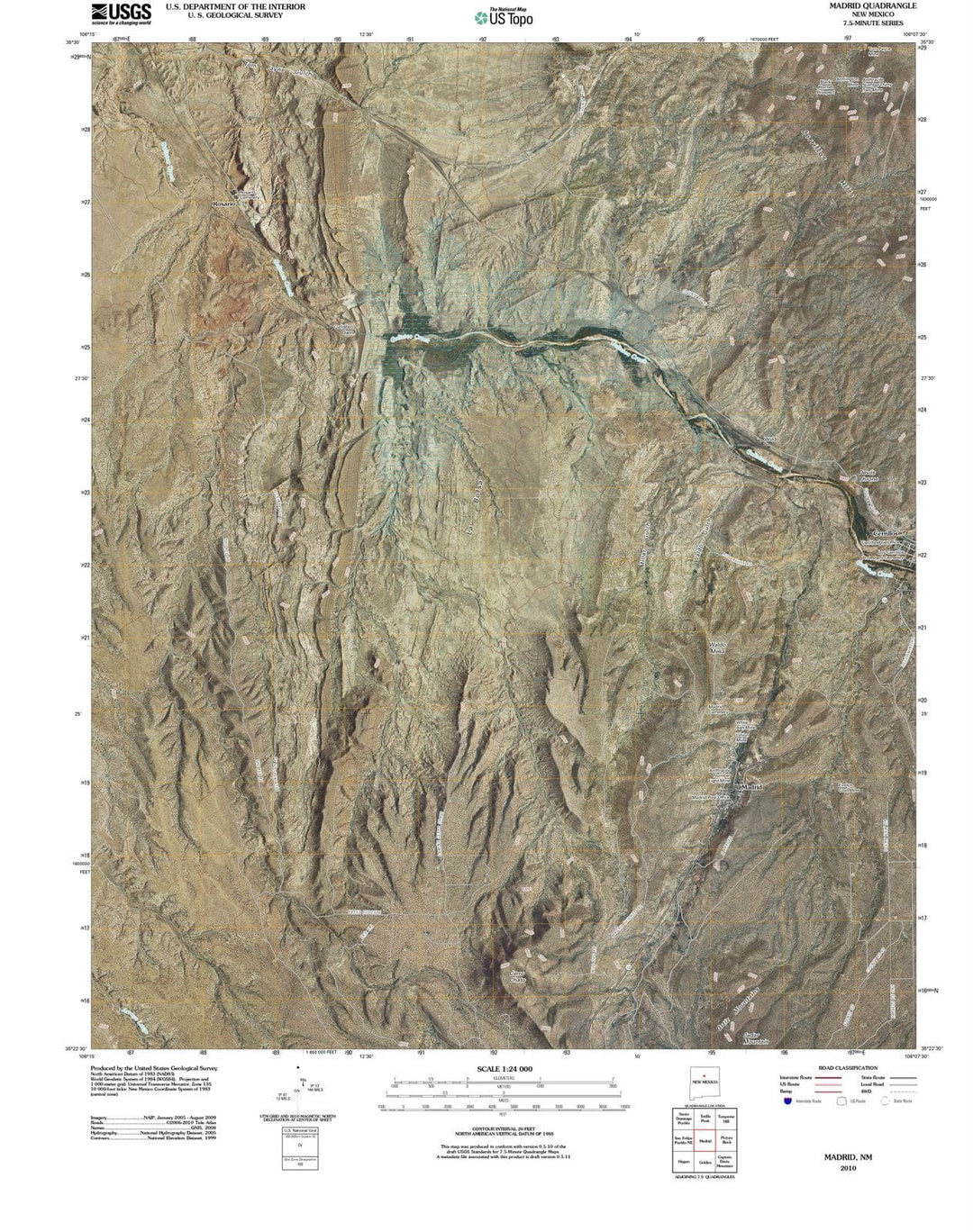 2010 Madrid, NM - New Mexico - USGS Topographic Map