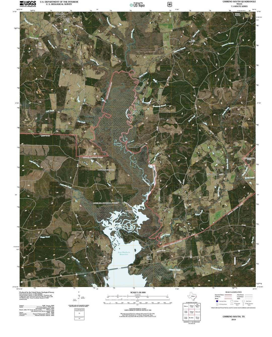 2010 Chireno South, TX - Texas - USGS Topographic Map