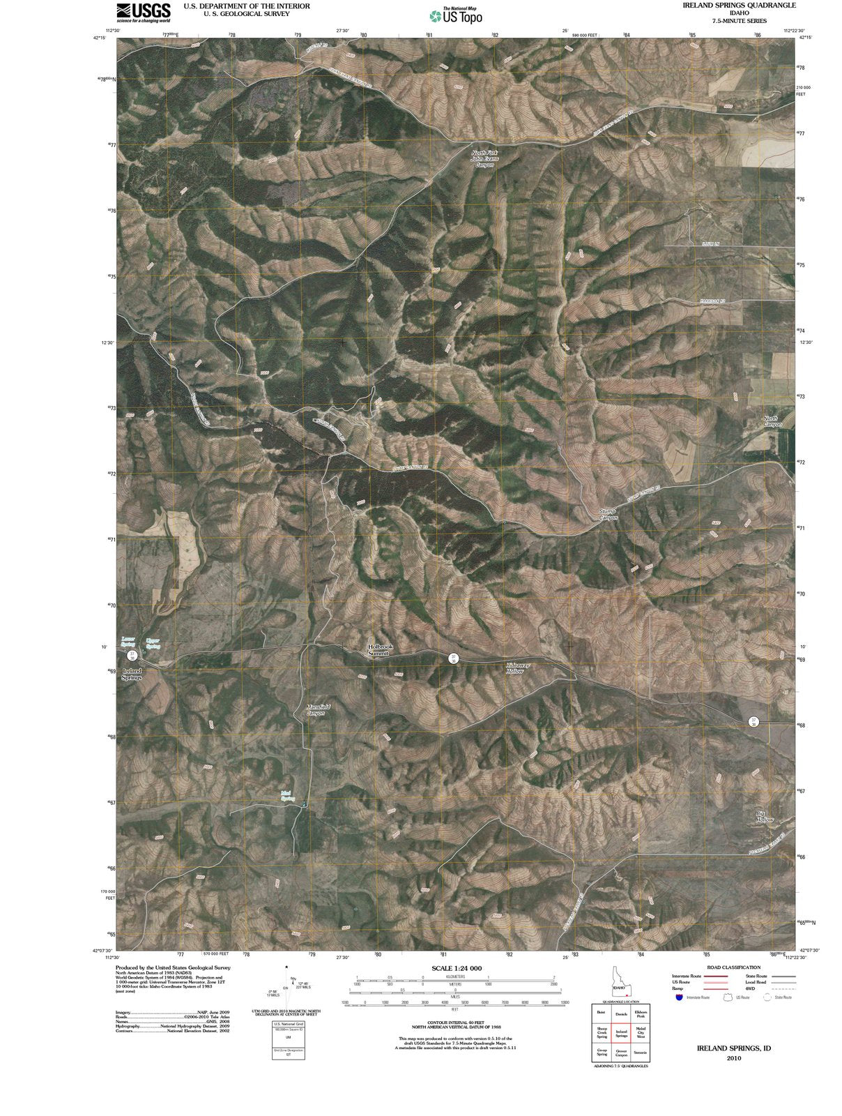 2010 Ireland Springs, ID - Idaho - USGS Topographic Map