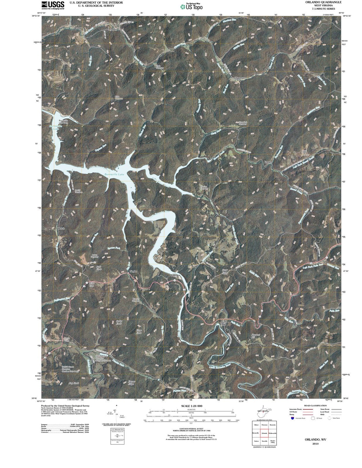 2010 Orlando, WV - West Virginia - USGS Topographic Map