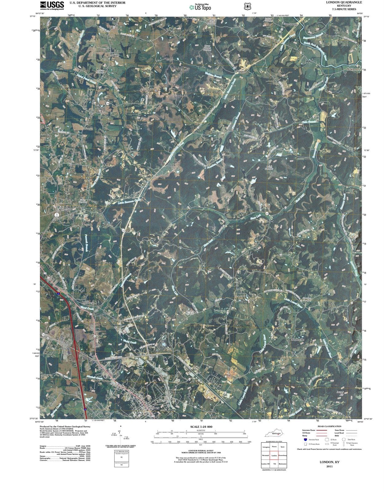 2011 London, KY - Kentucky - USGS Topographic Map