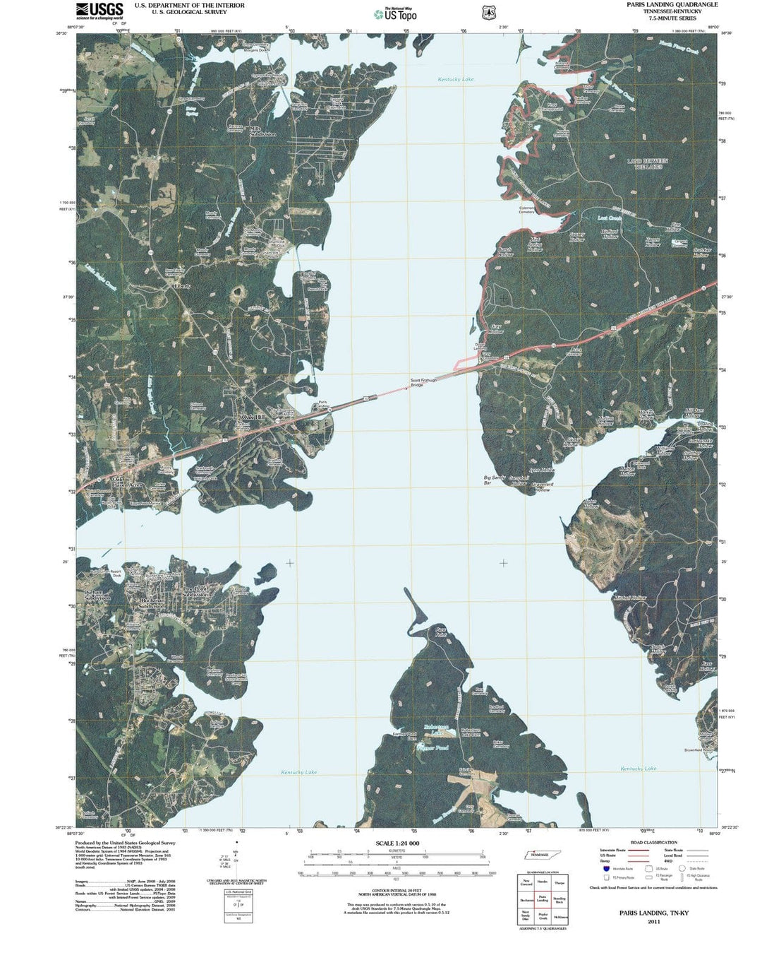 2011 Paris Landing, TN - Tennessee - USGS Topographic Map