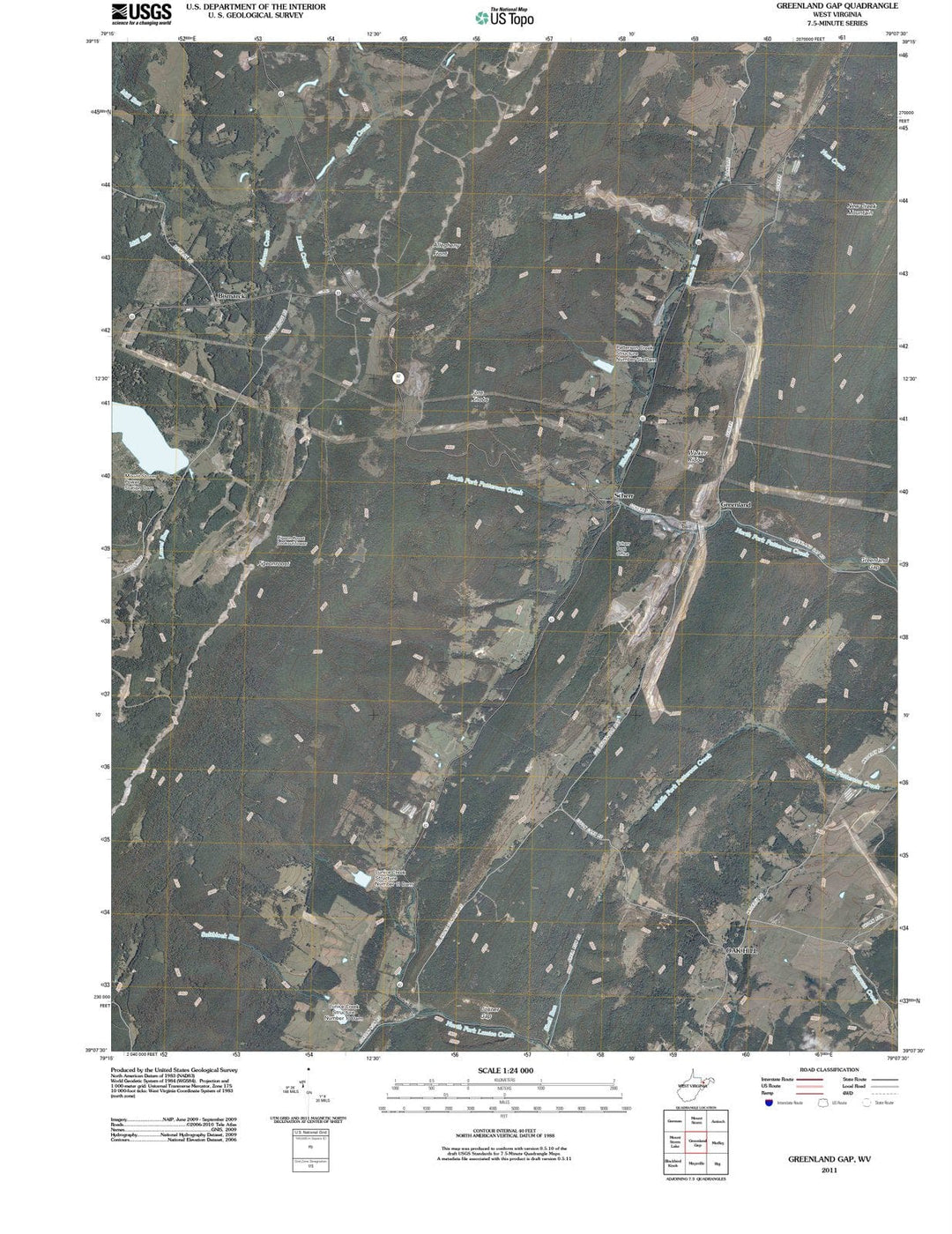 2011 Greenland Gap, WV - West Virginia - USGS Topographic Map