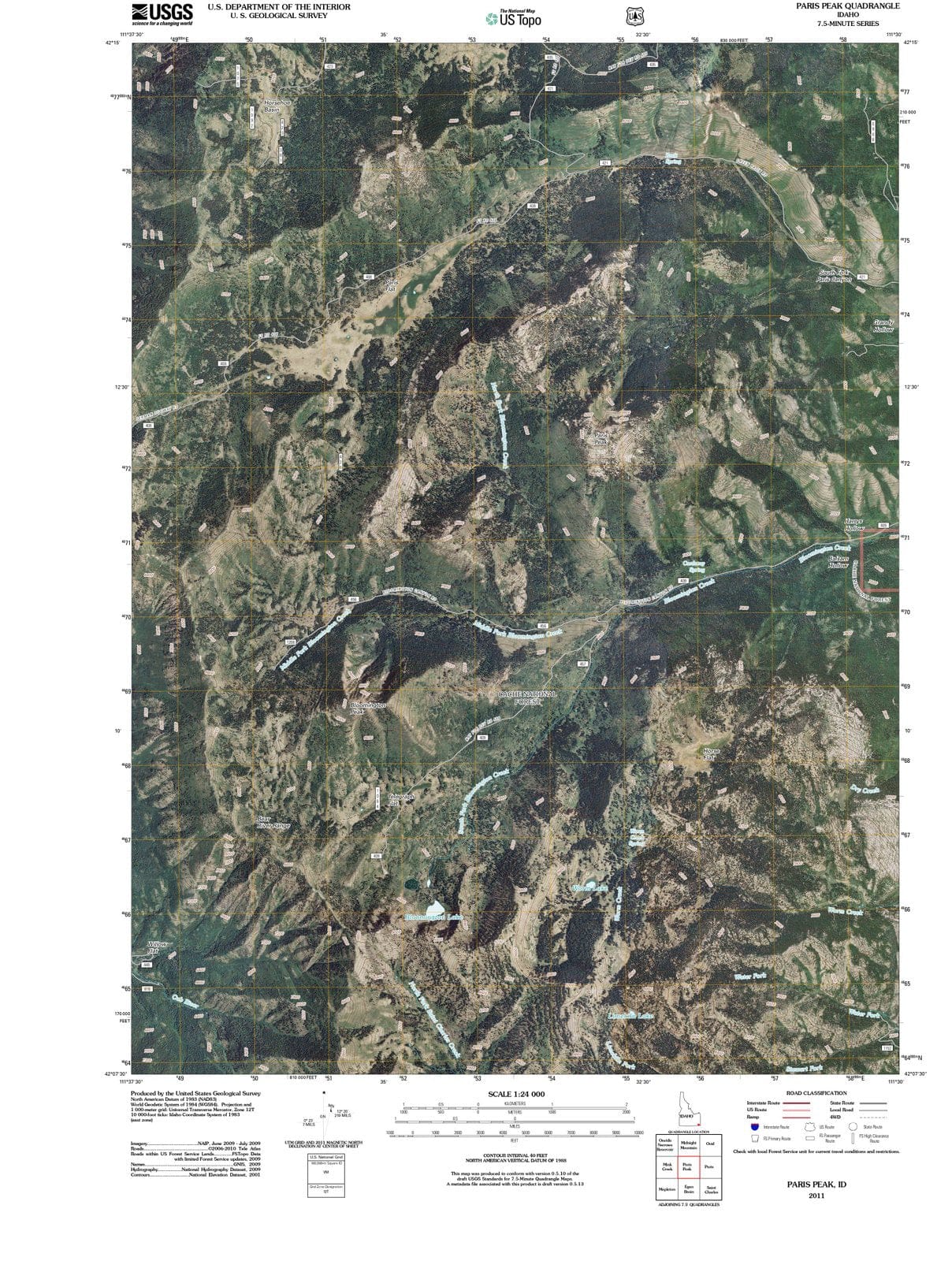 2011 Paris Peak, ID - Idaho - USGS Topographic Map