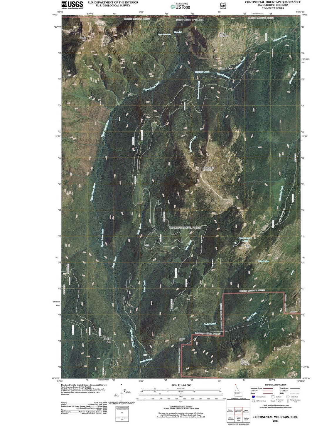 2011 Continental Mountain, ID - Idaho - USGS Topographic Map