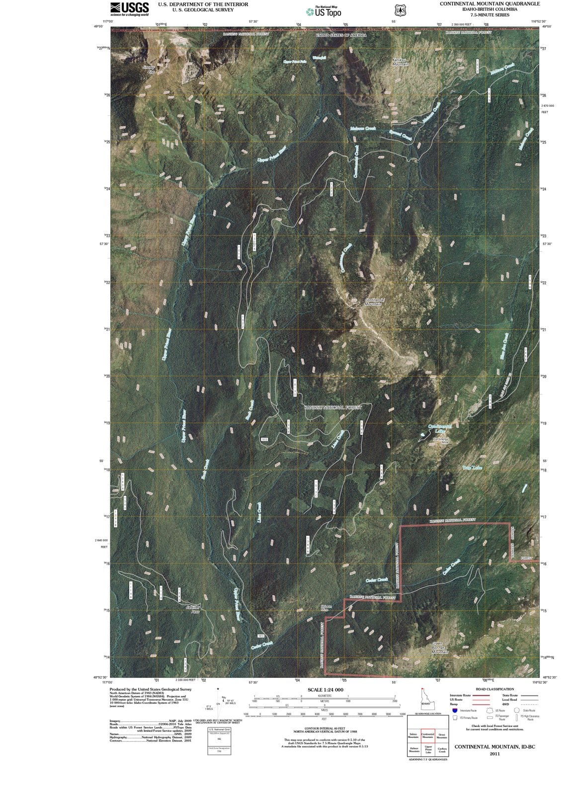 2011 Continental Mountain, ID - Idaho - USGS Topographic Map