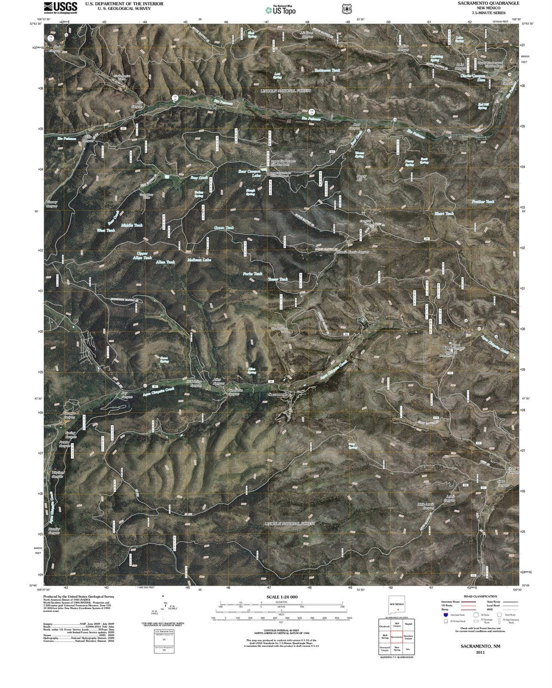 2011 Sacramento, NM - New Mexico - USGS Topographic Map