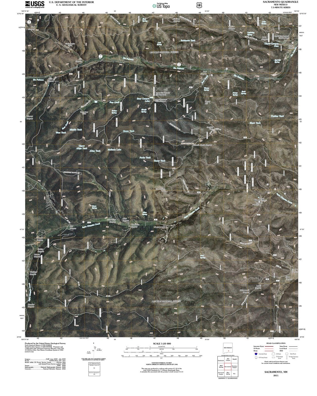 2011 Sacramento, NM - New Mexico - USGS Topographic Map