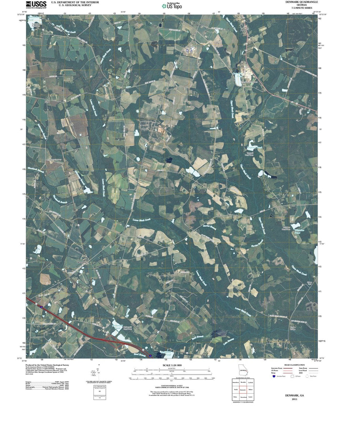 2011 Denmark, GA - Georgia - USGS Topographic Map