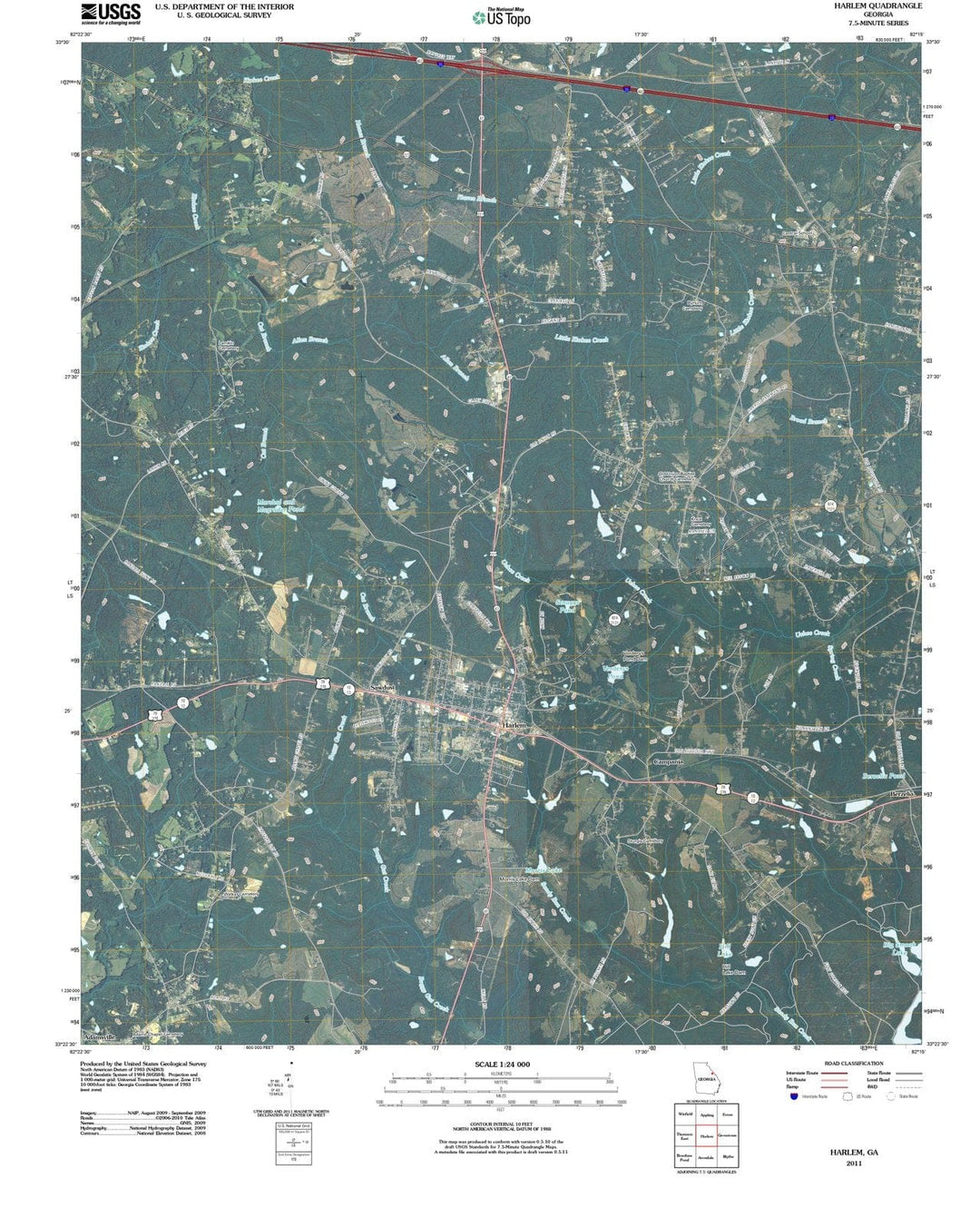 2011 Harlem, GA - Georgia - USGS Topographic Map